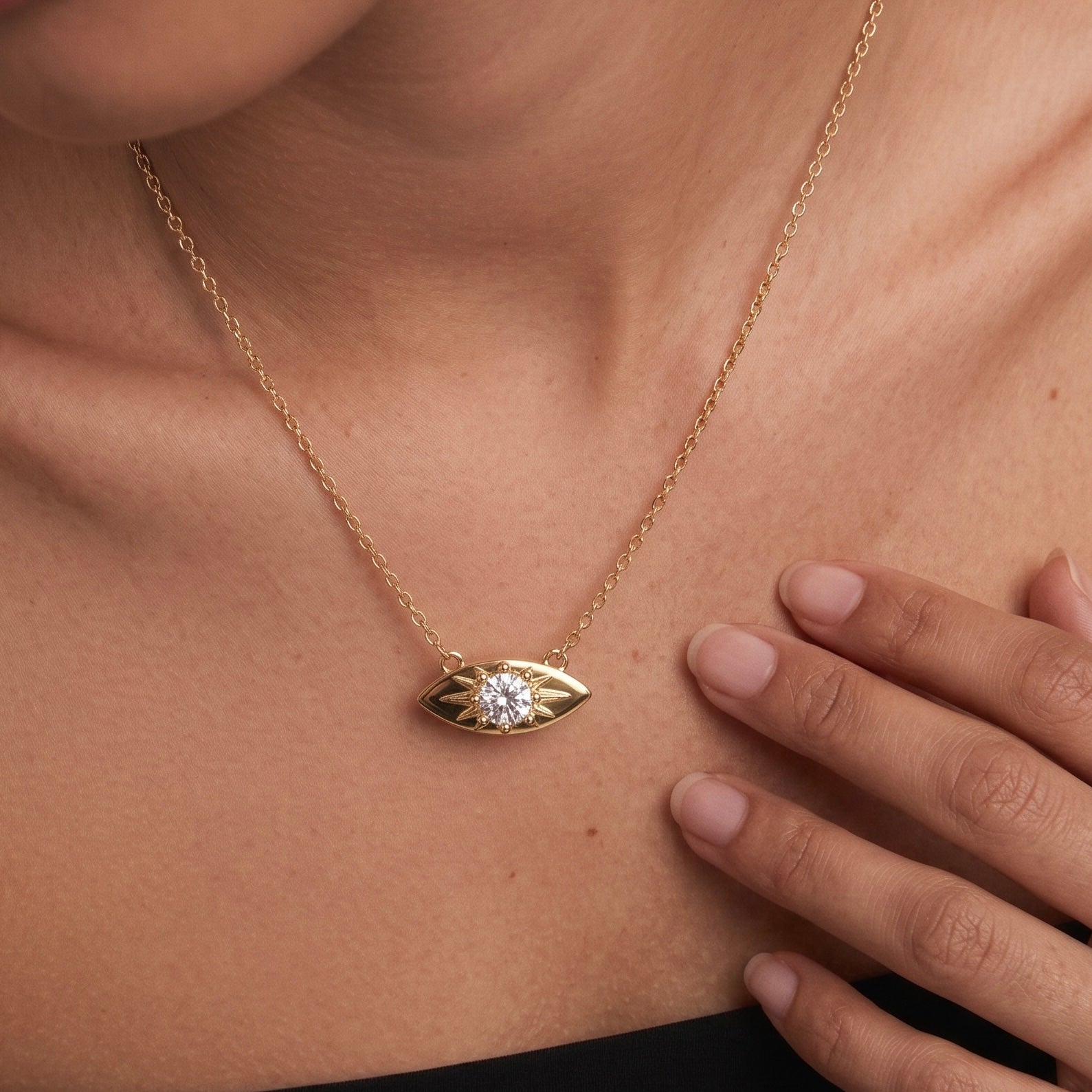 CZ Evil Eye Pendant Necklace