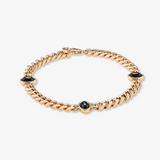Cuban Link Bracelet with Black Oval Stones