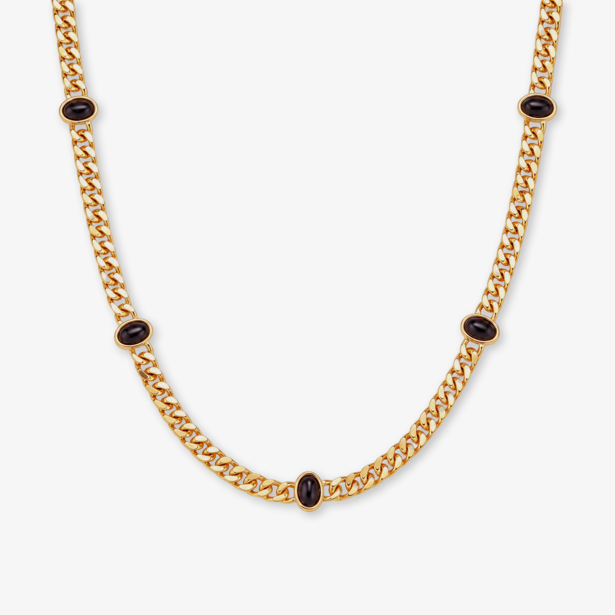 Cuban Link With Black Stone Necklace