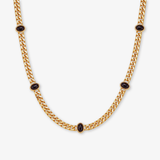 Cuban Link With Black Stone Necklace