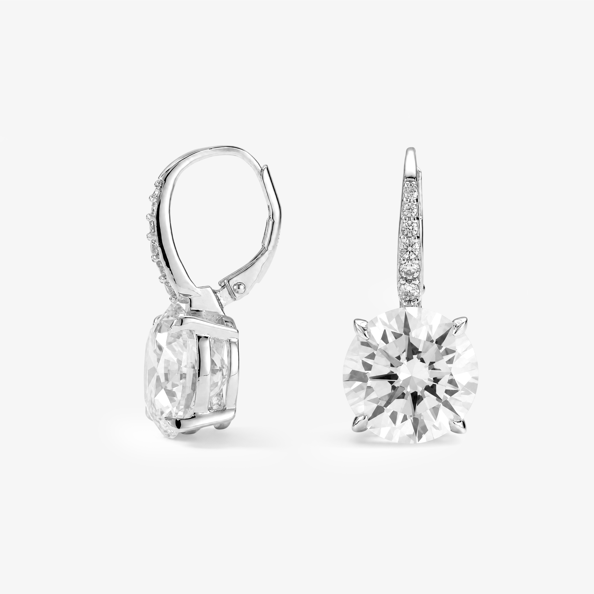 CZ Four-Prong Solitaire Hoops