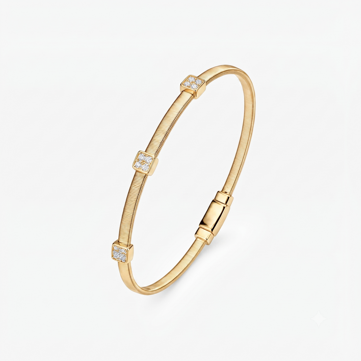 CZ Triple Station Bangle Bracelet