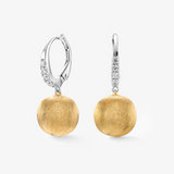 Two-Tone CZ Ball Drop Hoops
