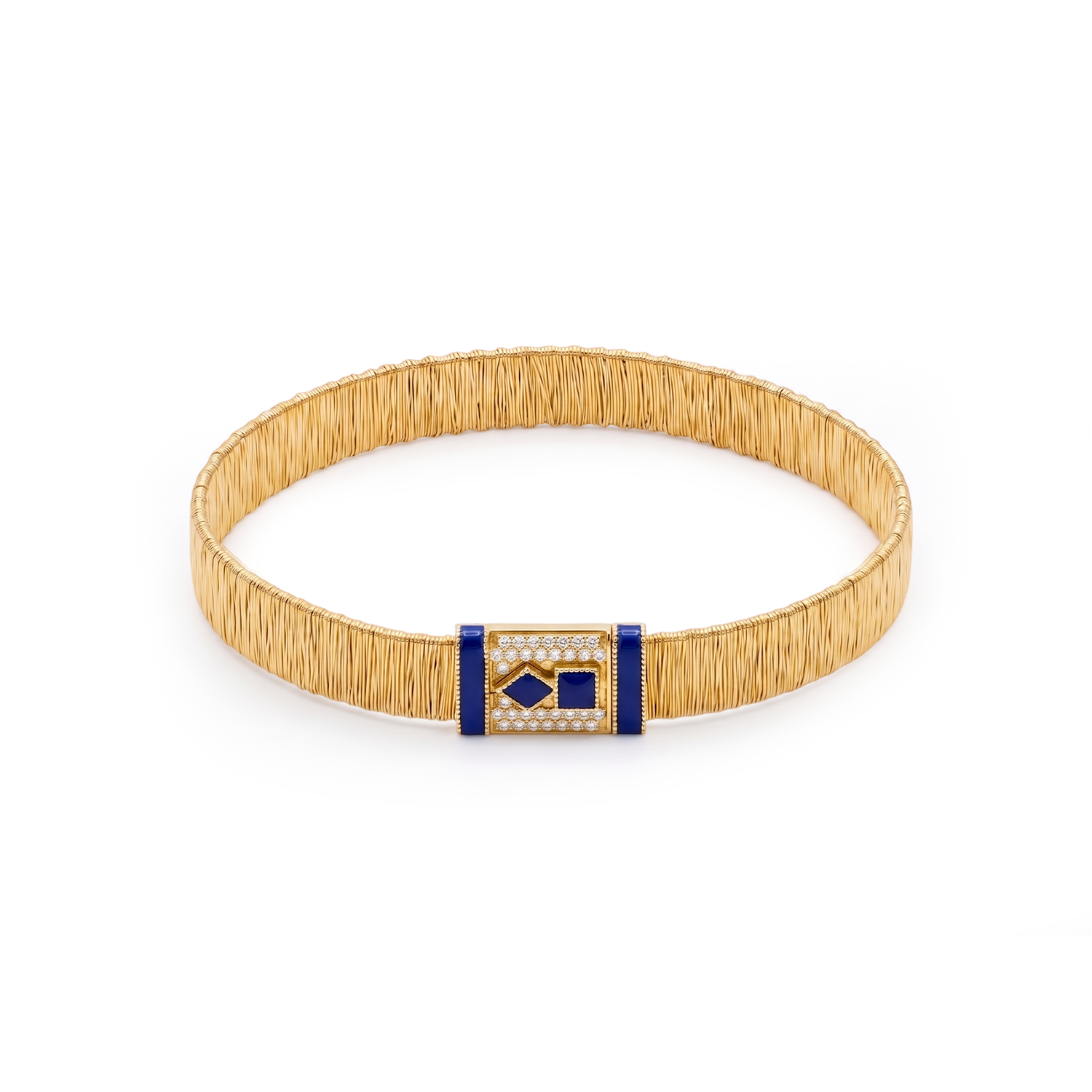 925 Silver-Plated 18K Gold Italian Wrapped Enamel Zircon Bracelet