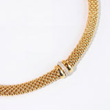 925 Silver-Plated 18K Gold Italian Popcorn Mesh Chain Zircon Collar