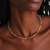 Cuban Link With Black Stone Necklace