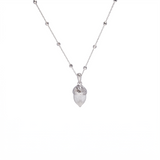 925 Silver Italian Textured Acorn Pendant Necklace