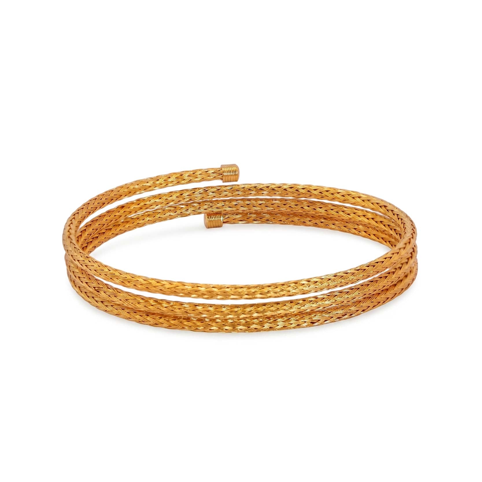 925 Silver-Plated 18K Gold Triple-Woven Open Bracelet