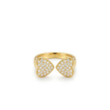 925 Silver Plated 18K Gold Open Double Heart Full Set Zircon Ring