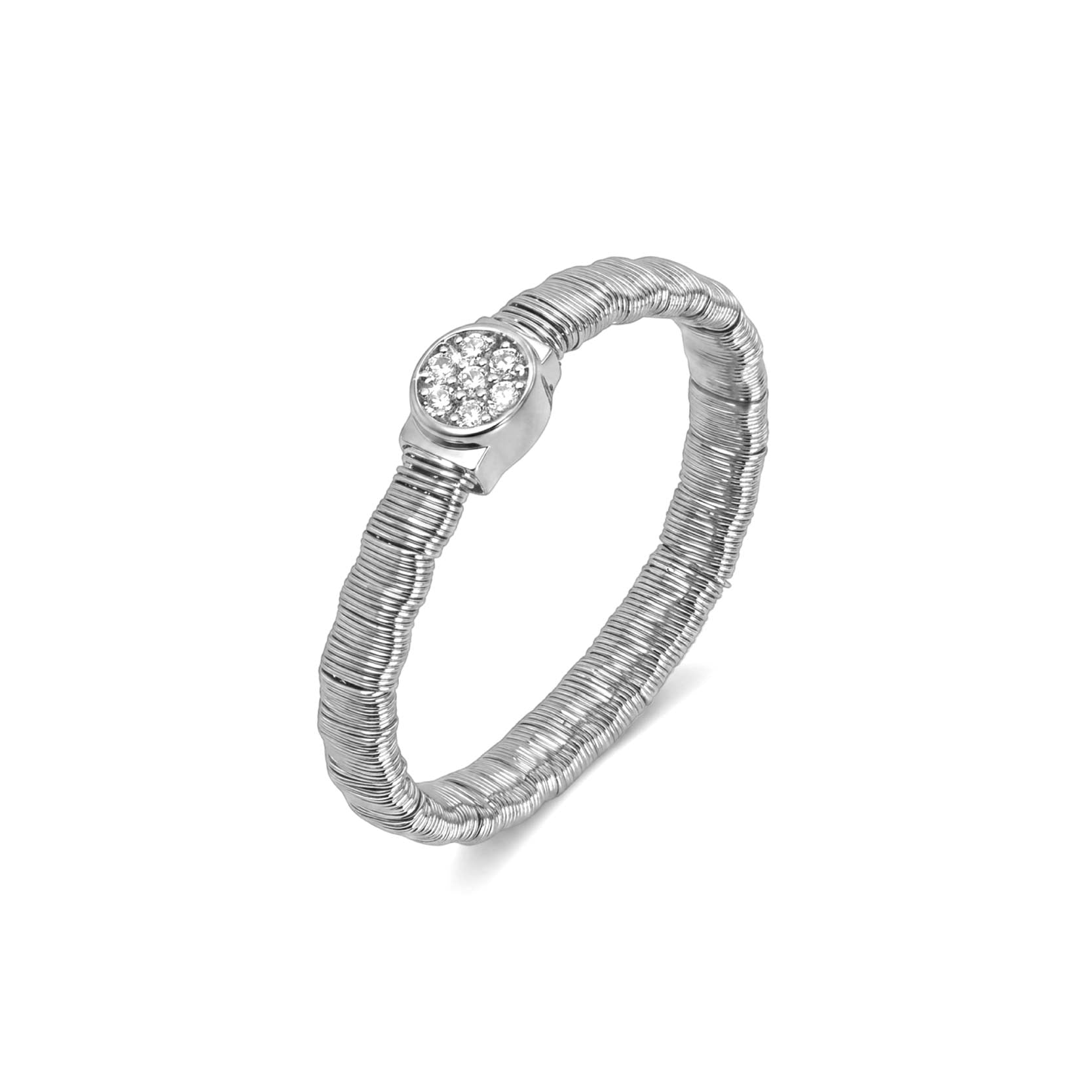 925 Silver Electroplated 18K Gold Italian Wound Round-Head Zircon Ring
