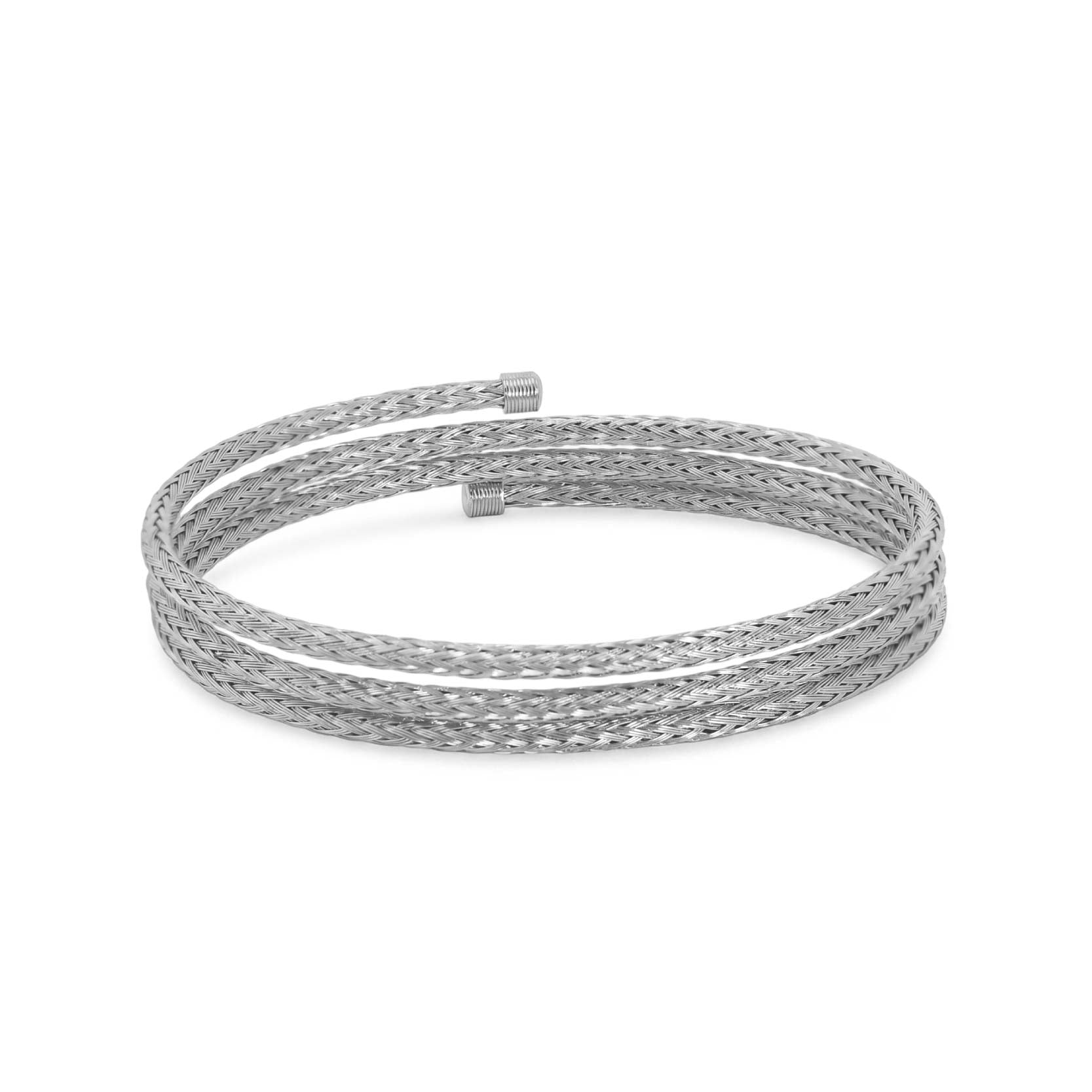 925 Silver-Plated 18K Gold Triple-Woven Open Bracelet