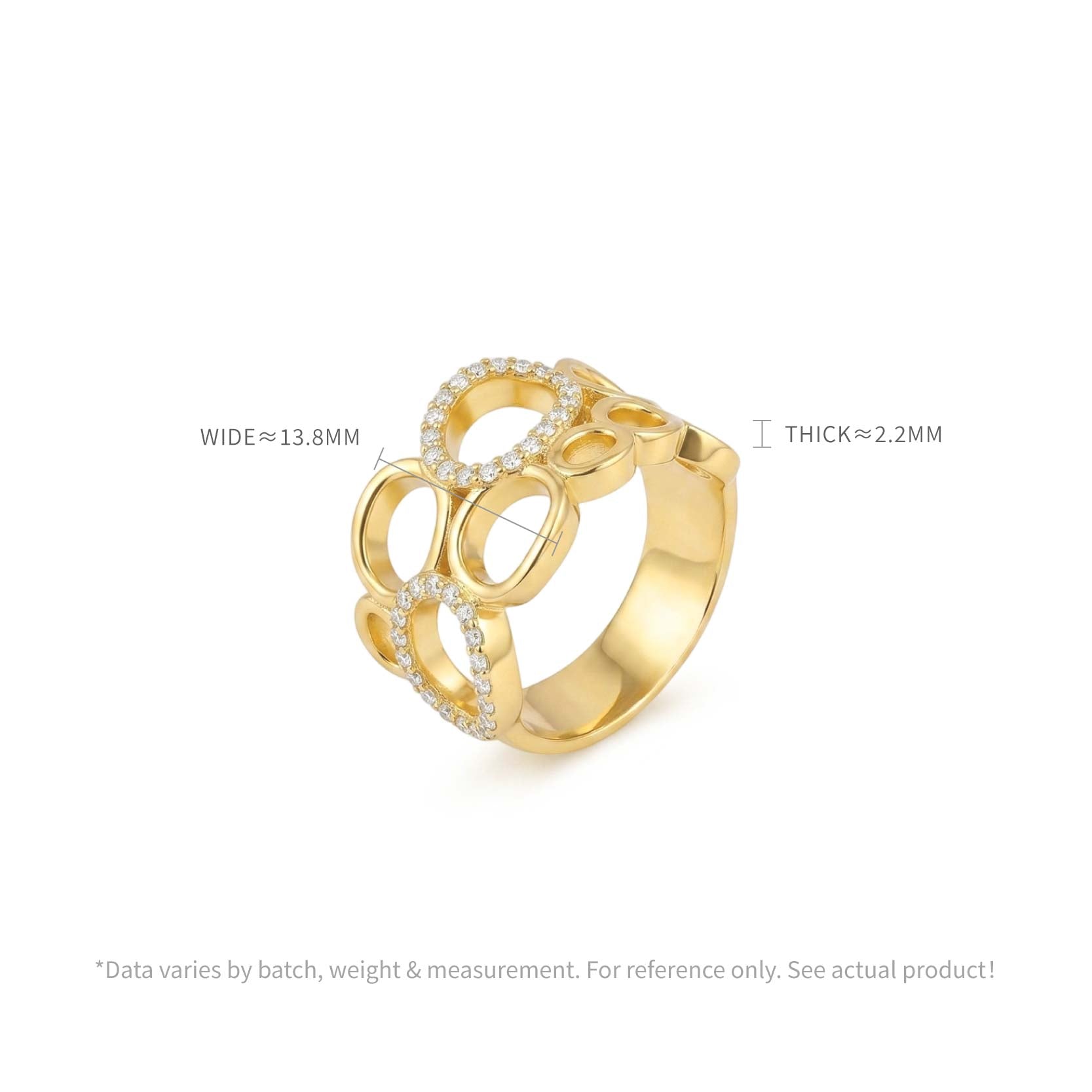 925 Silver Electroplated 18K Gold Hollowed-Out Interwoven Oval Zircon Ring