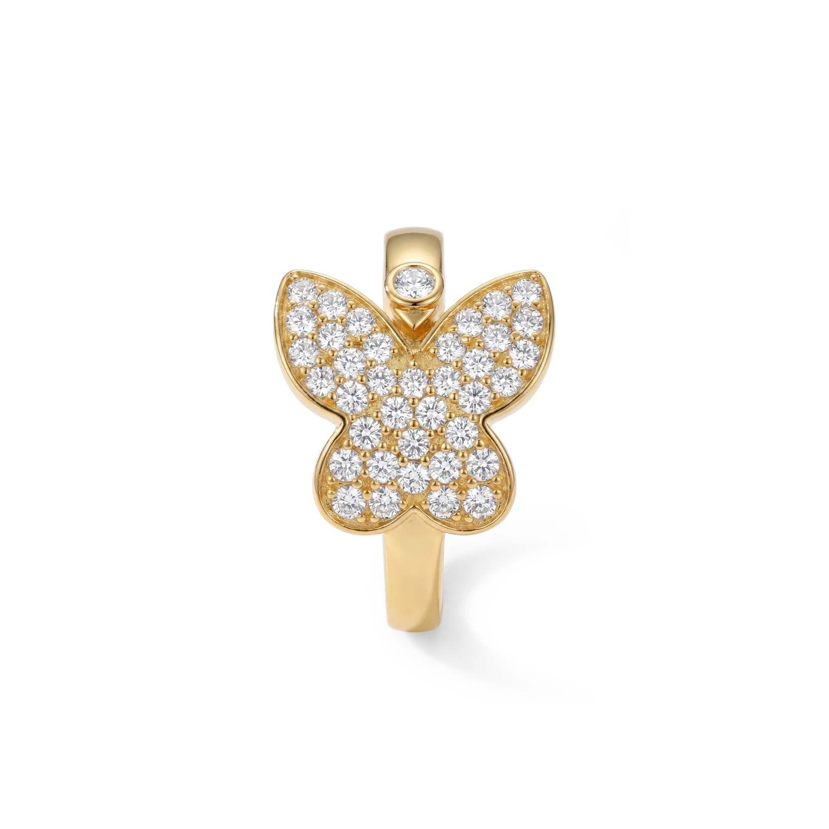 925 Silver Plated 18K Gold Full Set Zircon Butterfly Ring