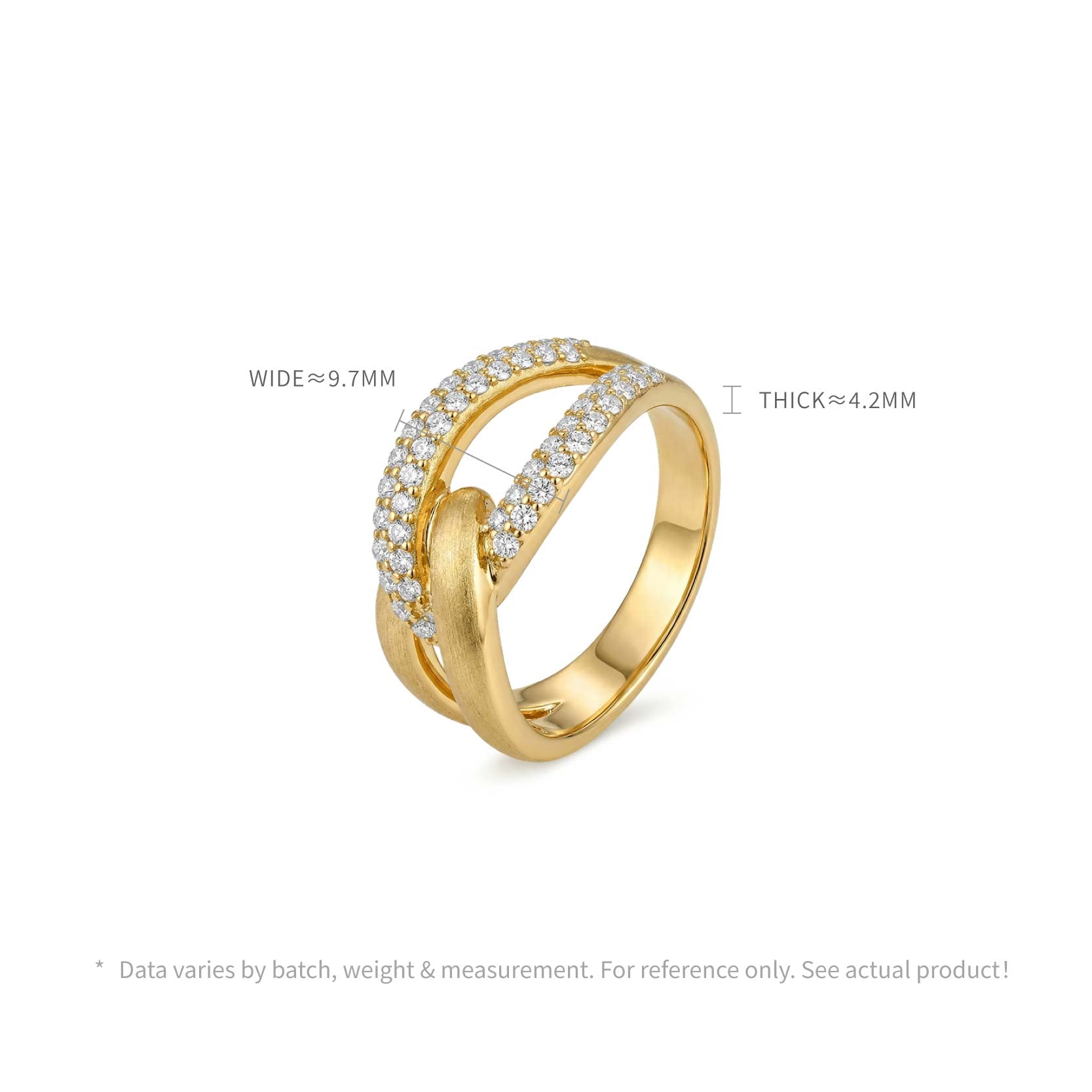 925 Silver Electroplated 18K Gold Double-Stranded Winding Inlaid Zircon Ring