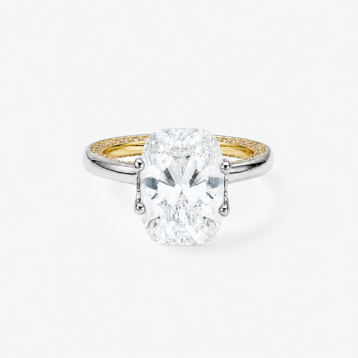 CZ Oval Pave Two-Tone Band Ring