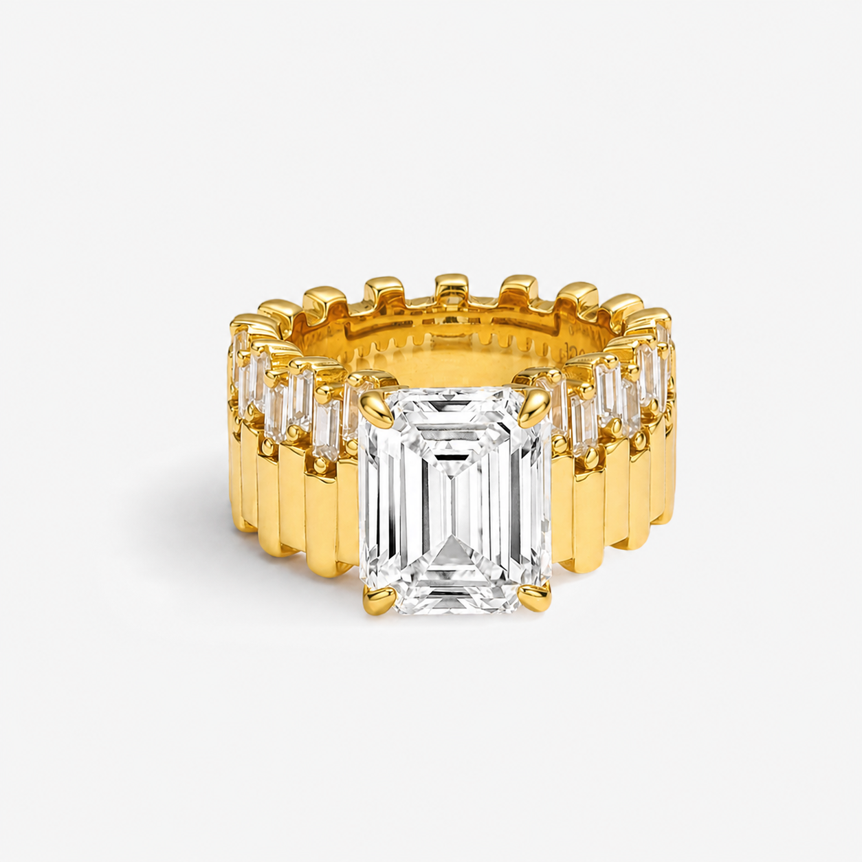 CZ Asscher Bold Eternity Line Band Ring