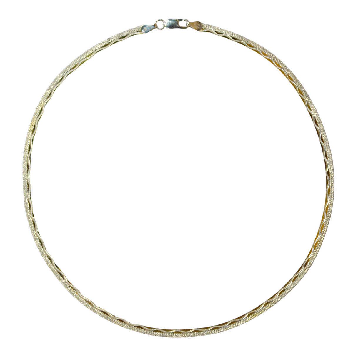 925 Italian Silver Necklace Flash Sand Wave Blade Necklace 40cm