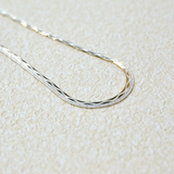 925 Italian Silver Necklace Flash Sand Wave Blade Necklace 40cm