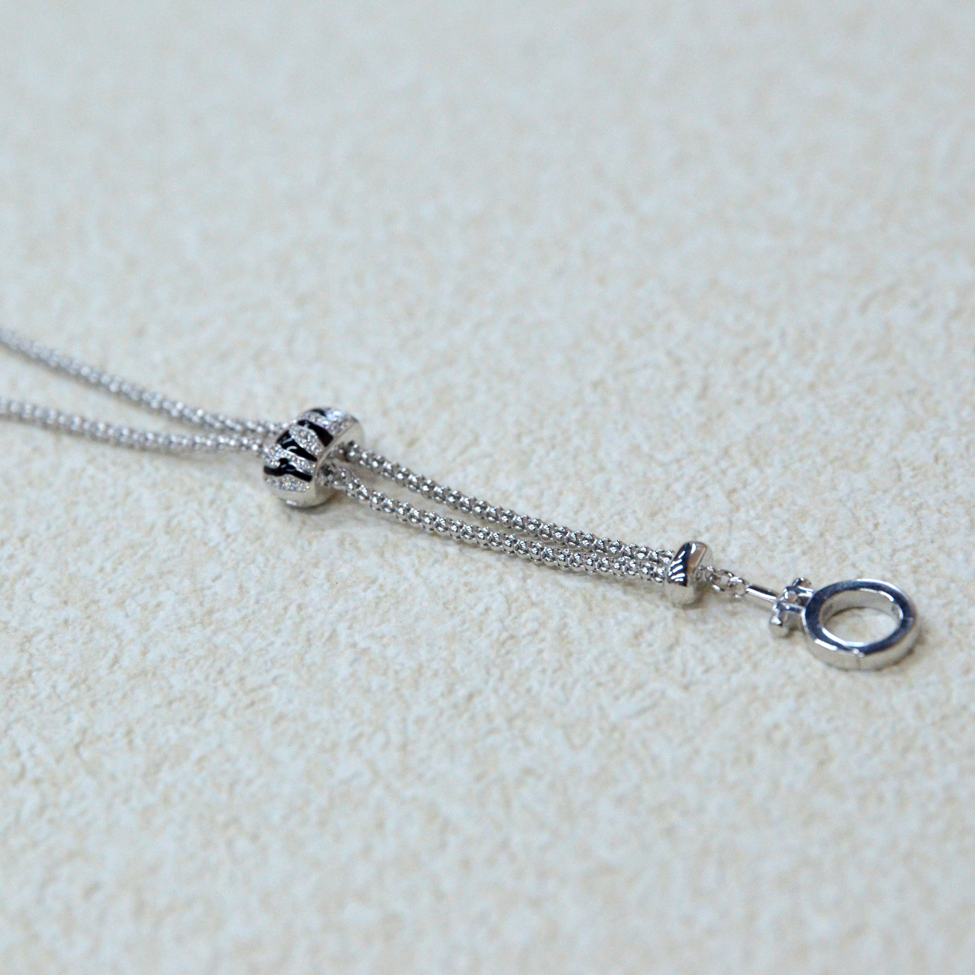 925 Italian Silver Necklace 2.0 small round enamel necklace 80CM