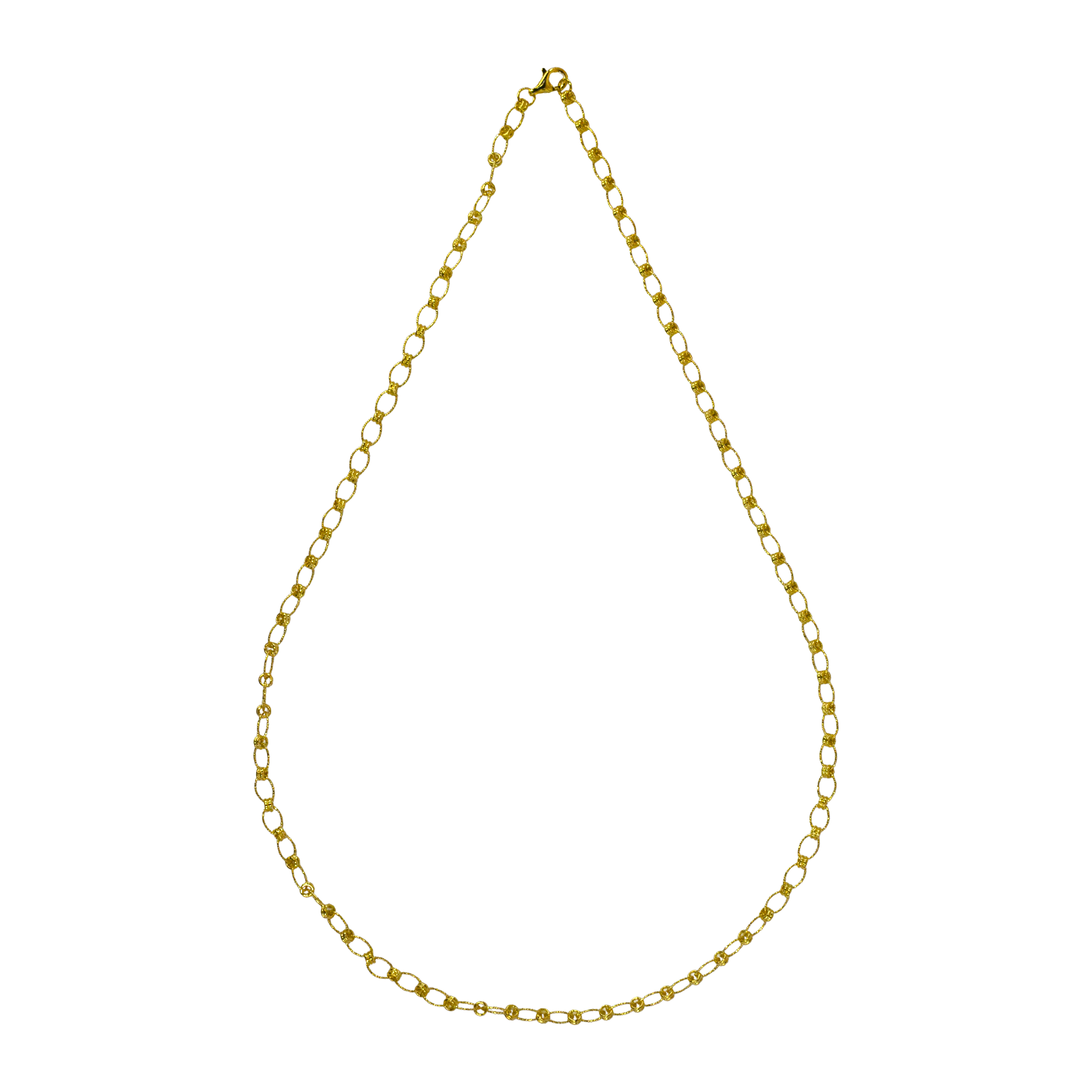 925 Italian Silver Necklace Double-circle necklace with floral oval interlinks 60cm