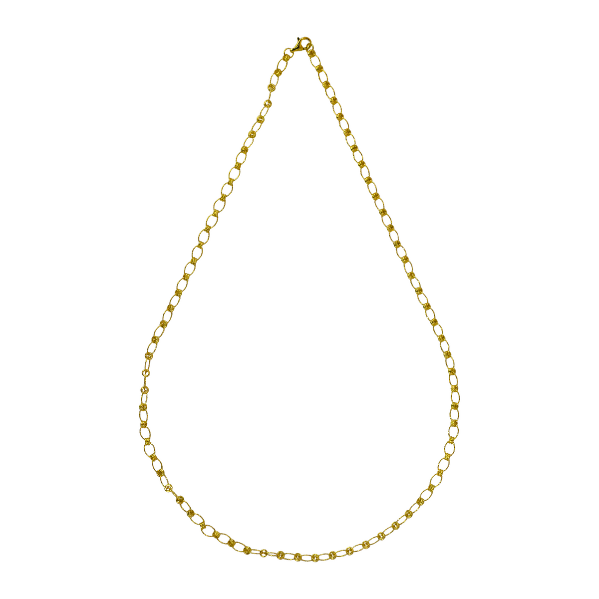 925 Italian Silver Necklace Double-circle necklace with floral oval interlinks 60cm