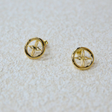 925 Italian Silver Earring Circular perforated cross-shaped flower earrings