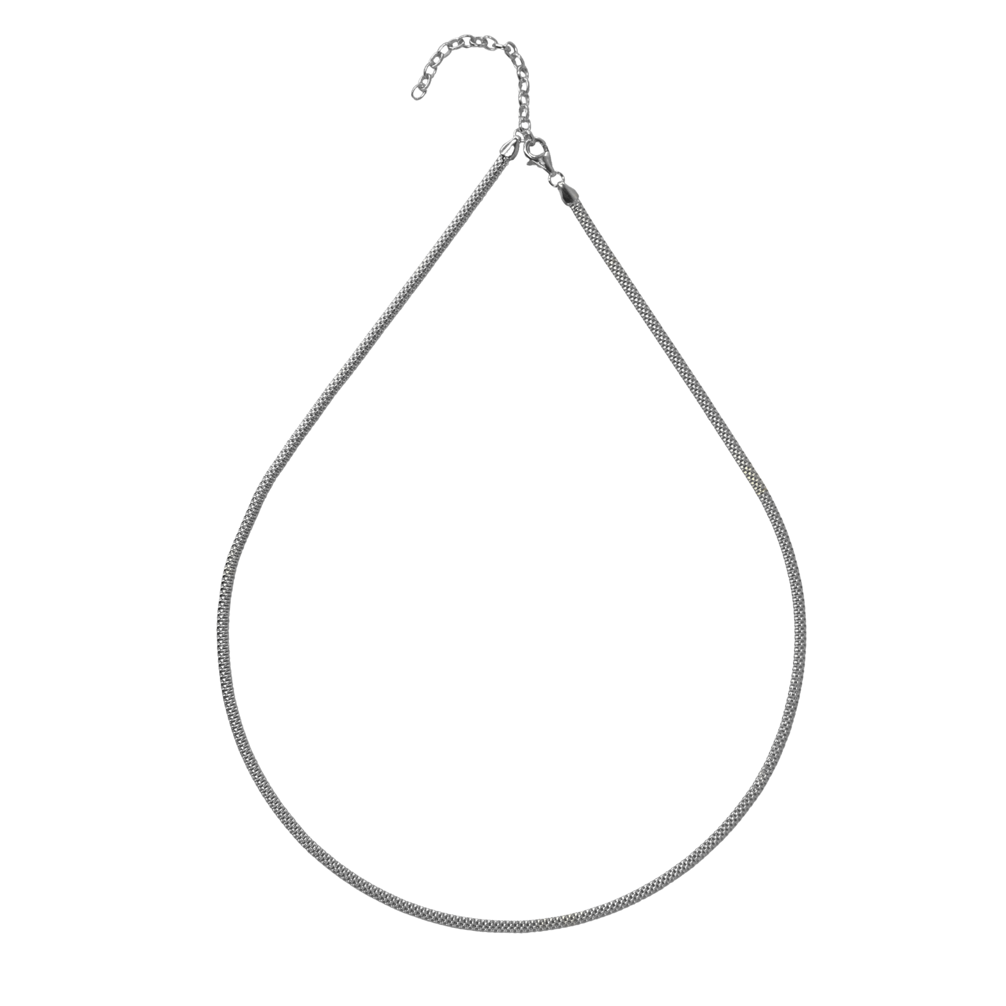 925 Italian Silver Necklace 2.5 Flat Square Grid Necklace 42+5cm