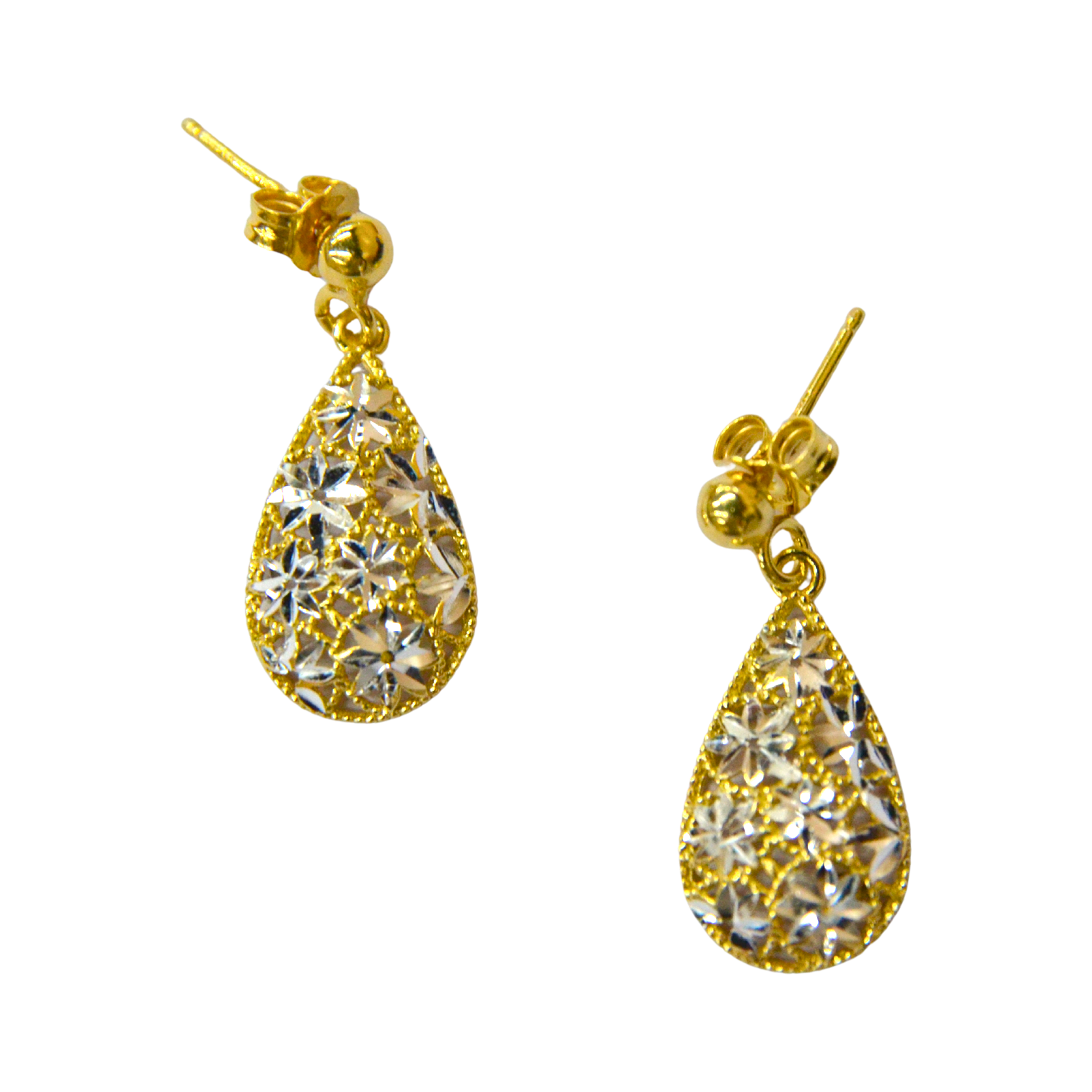 925 Italian Silver Earring Flower and Water Drop Earrings