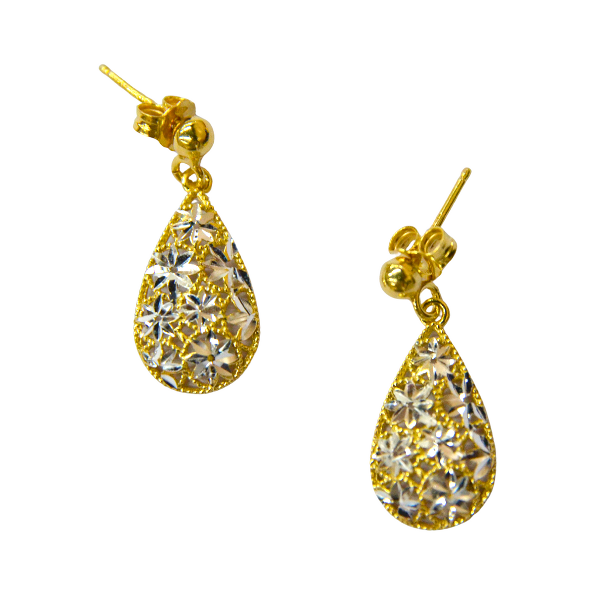 925 Italian Silver Earring Flower and Water Drop Earrings