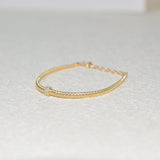 925 Italian Silver Bracelet 3m flat single-loop gold string wire bracelet, 16+3cm