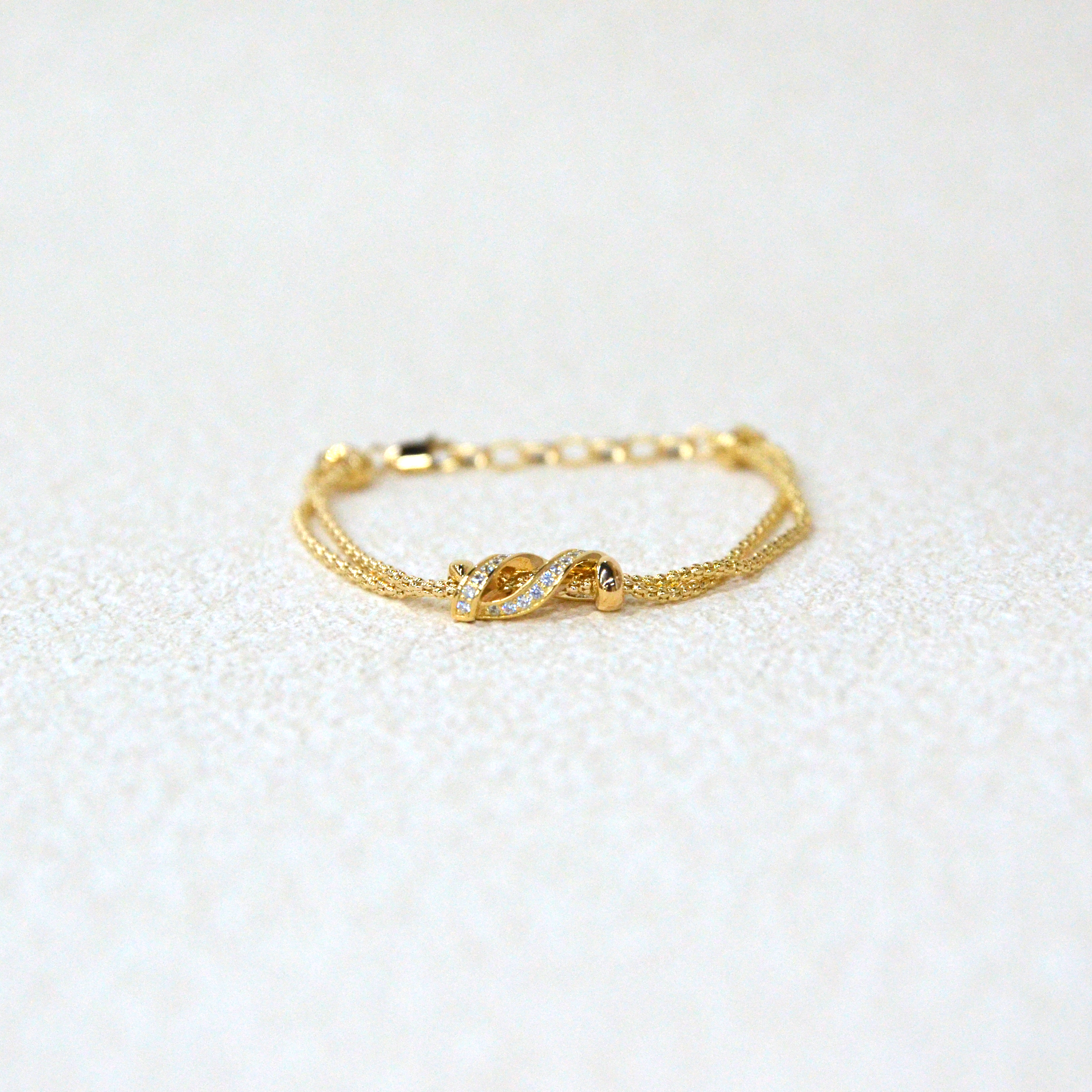 925 Italian Silver Bracelet Small circle embraces double-stranded S-wrapped drill bracelet 16+3CM