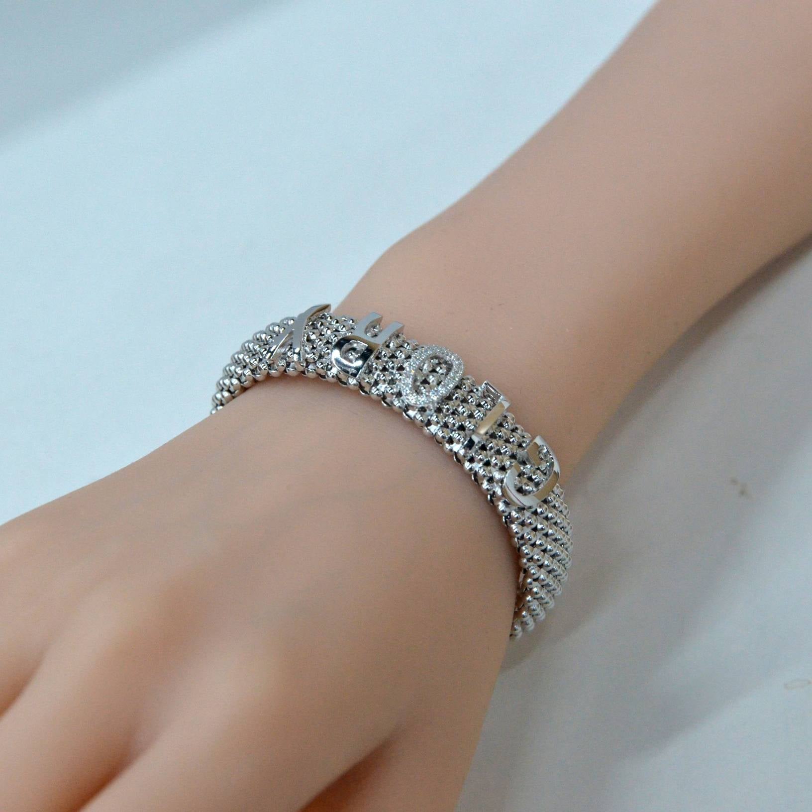 925 Italian Silver Bangle 13.6 Carat Flat Bu Alphabet Round Hug Bracelet