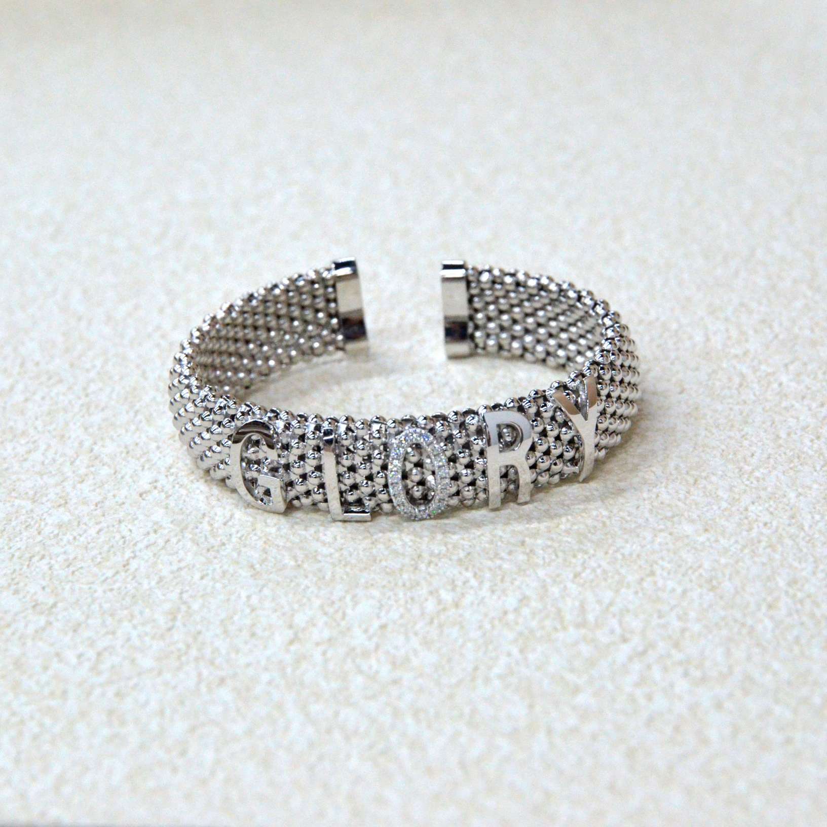 925 Italian Silver Bangle 13.6 Carat Flat Bu Alphabet Round Hug Bracelet
