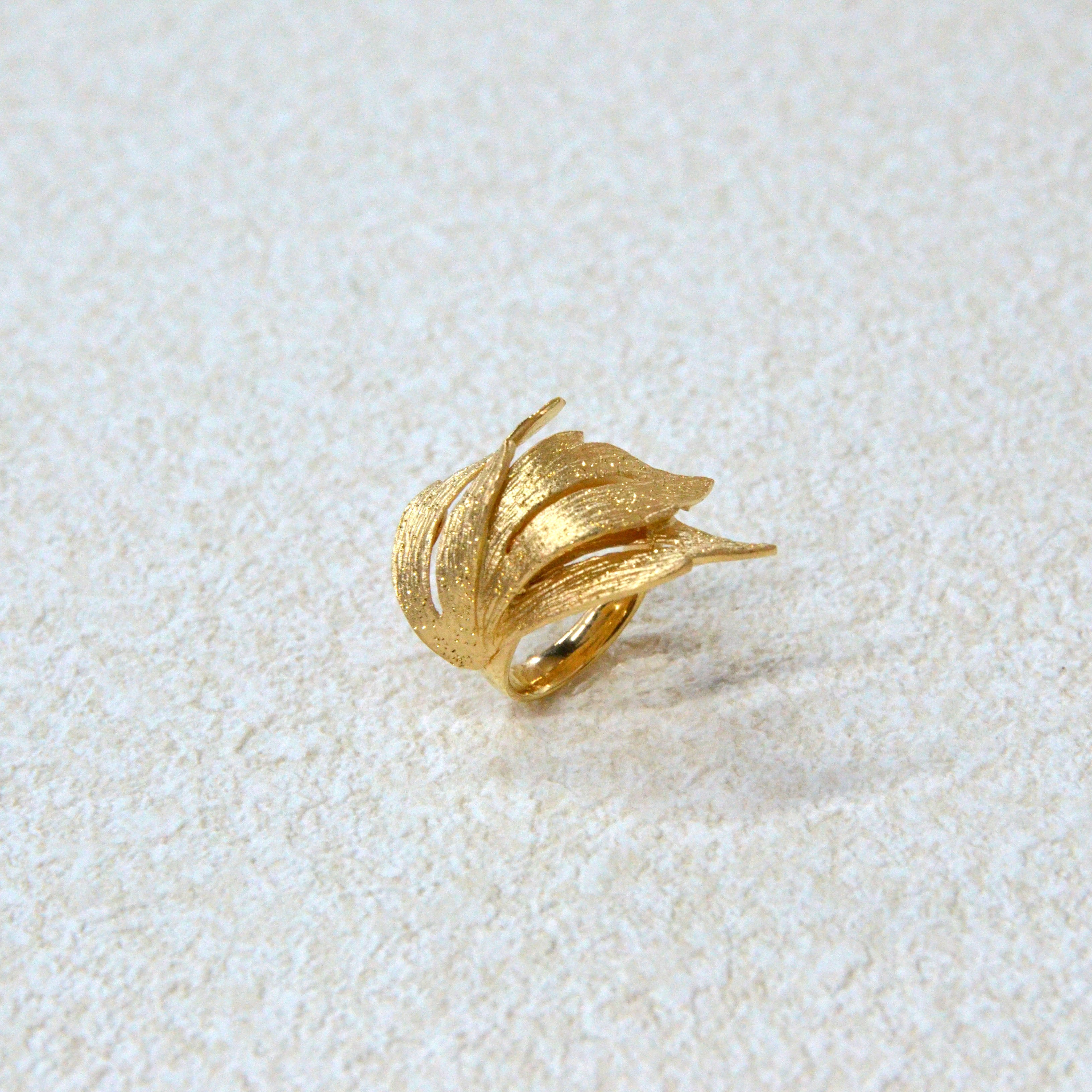 925 italian silver ring Hollow out three-leaf ring