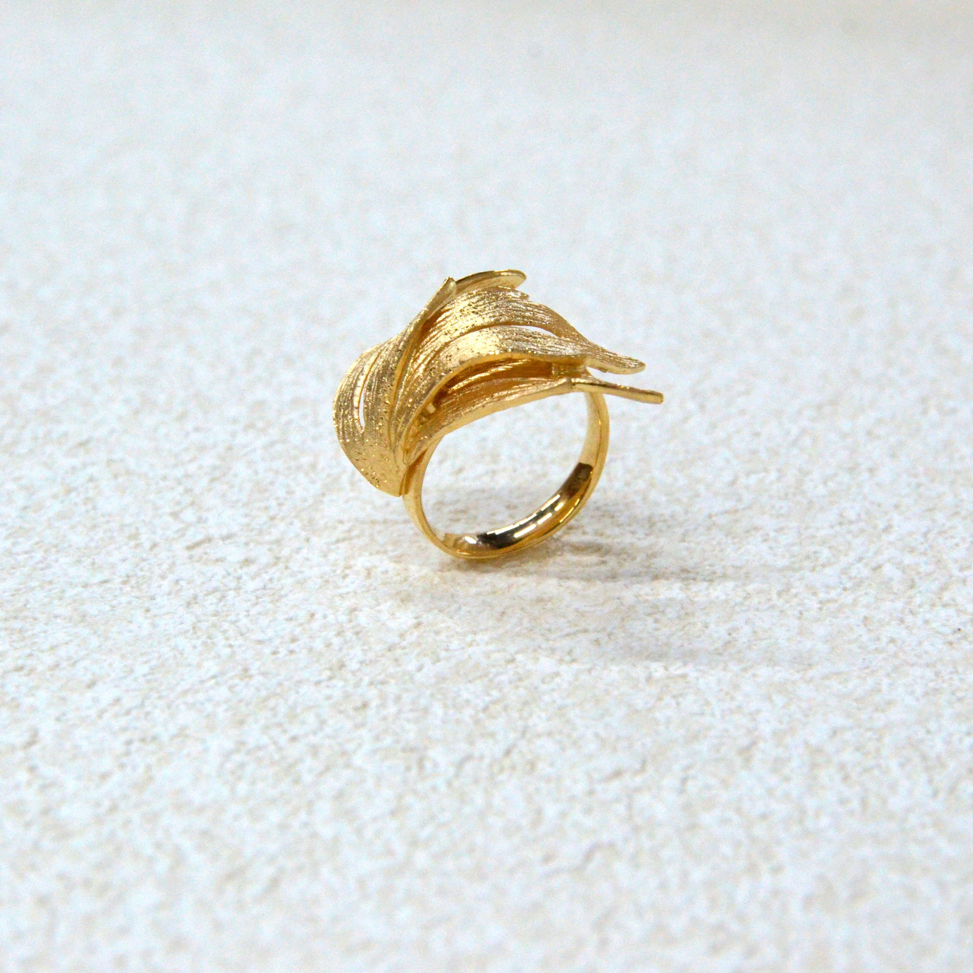 925 italian silver ring Hollow out three-leaf ring