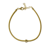 925 Italian Silver Bracelet 3m flat single-loop gold string wire bracelet, 16+3cm