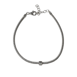 925 Italian Silver Bracelet 3m flat single-loop gold string wire bracelet, 16+3cm