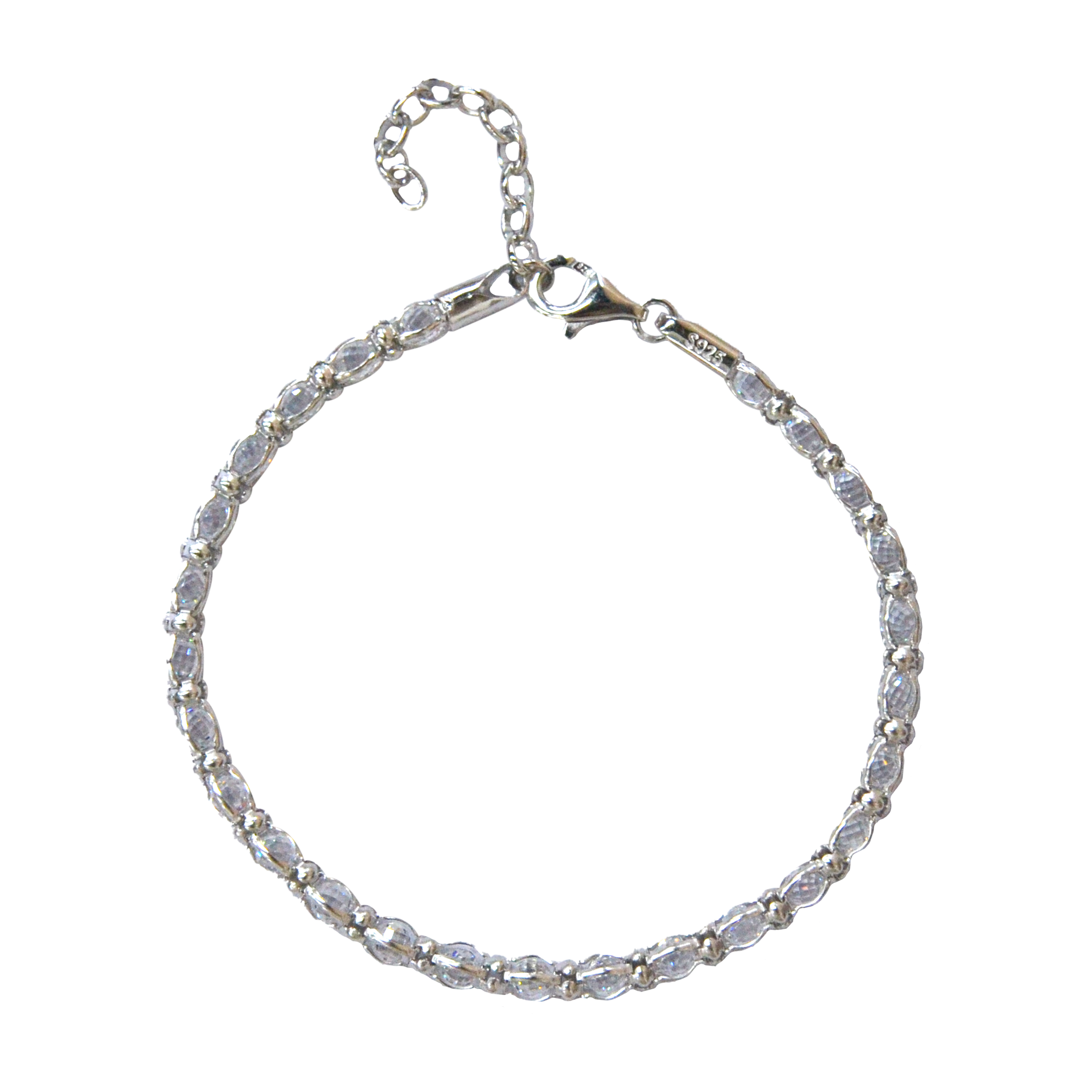 925 Italian Silver Bracelet 3MZircon lantern bracelet 16+3CM