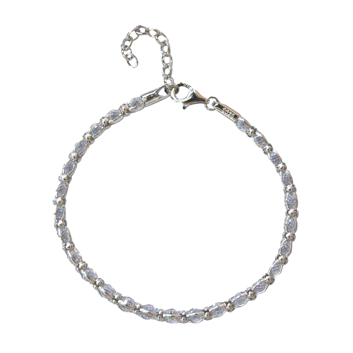 925 Italian Silver Bracelet 3MZircon lantern bracelet 16+3CM