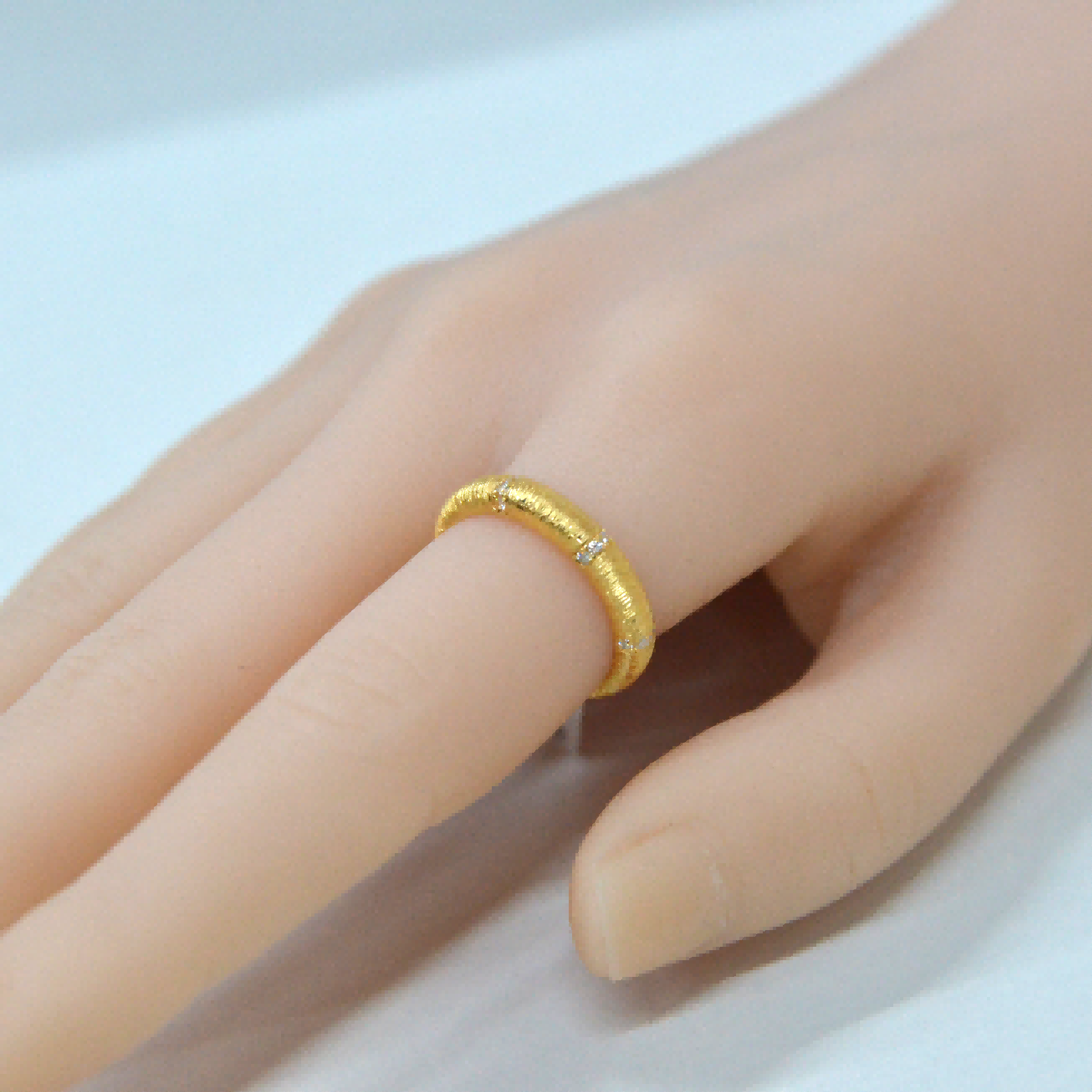 925 italian silver ring Three-row zirconium wire drawing ring