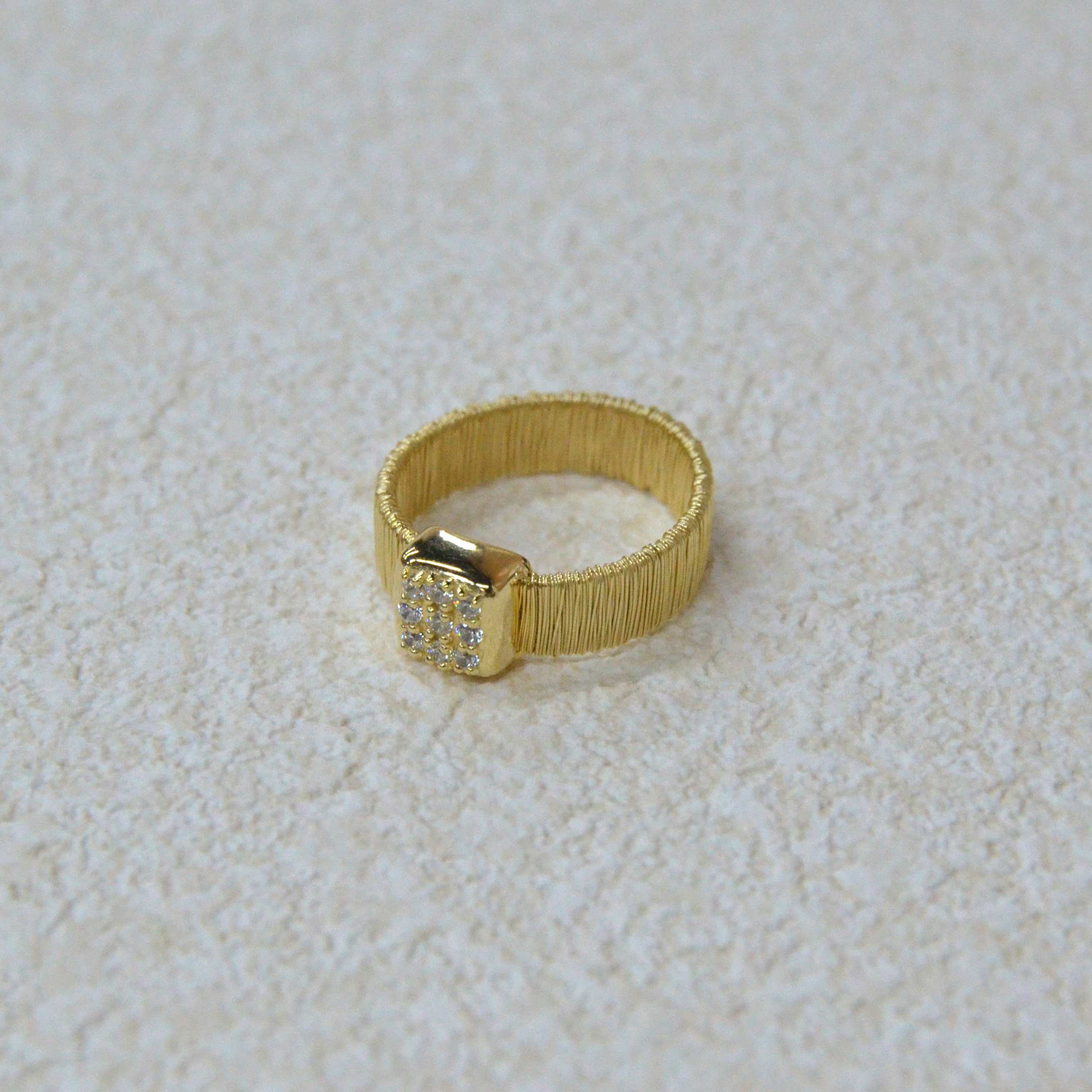 925 italian silver ring 5M wide flat gold wire-wrapped ring