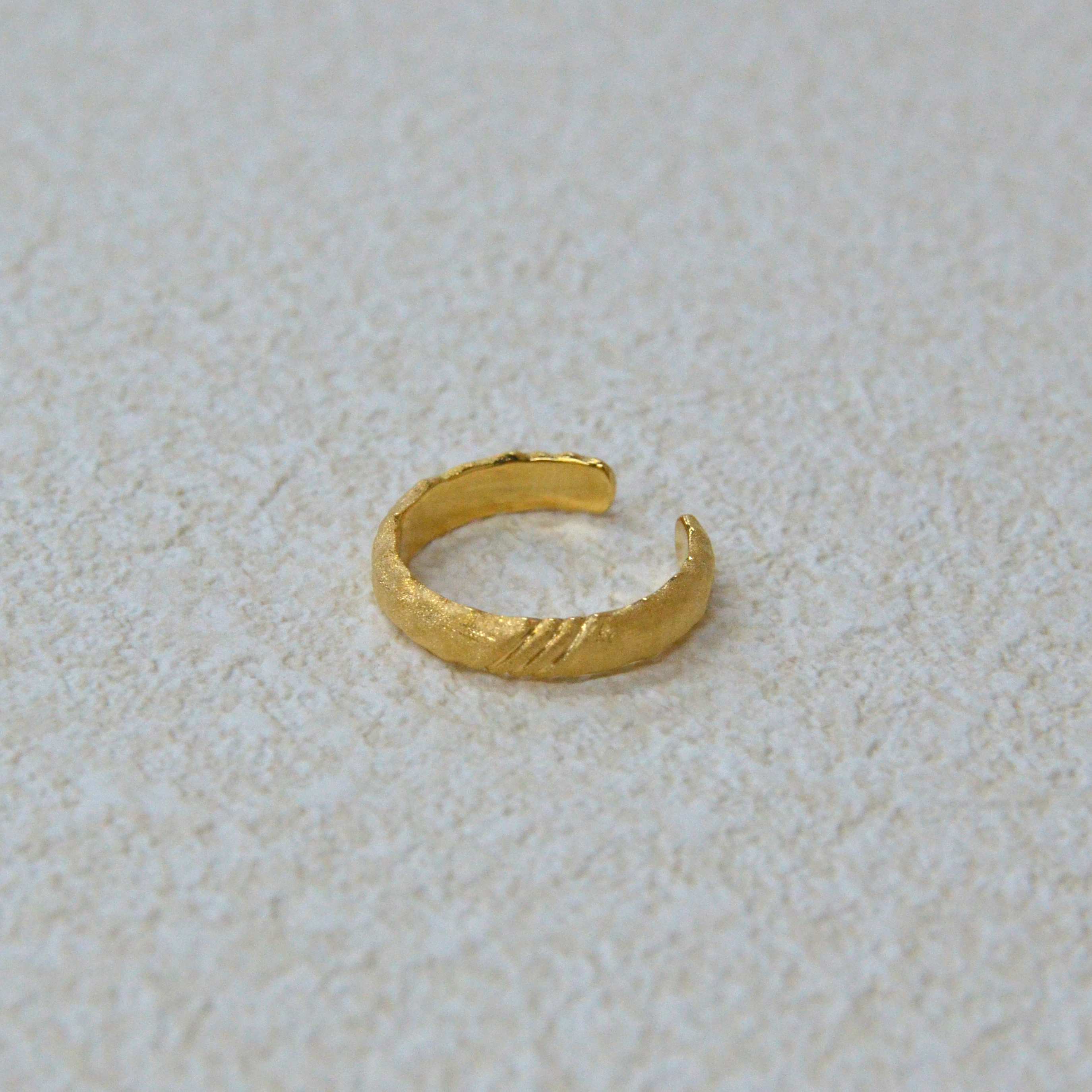 925 italian silver ring Openwork antique three-line brushed ring