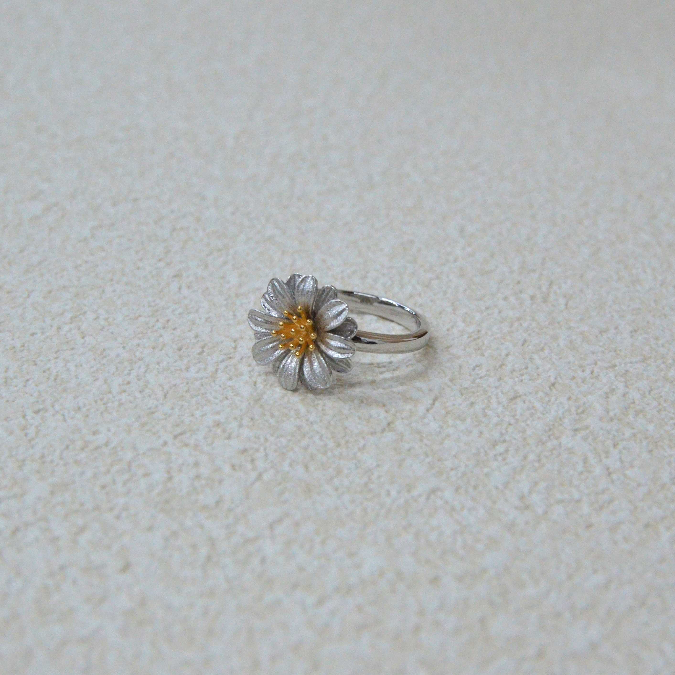 925 italian silver ring bellis perennis wire drawing ring