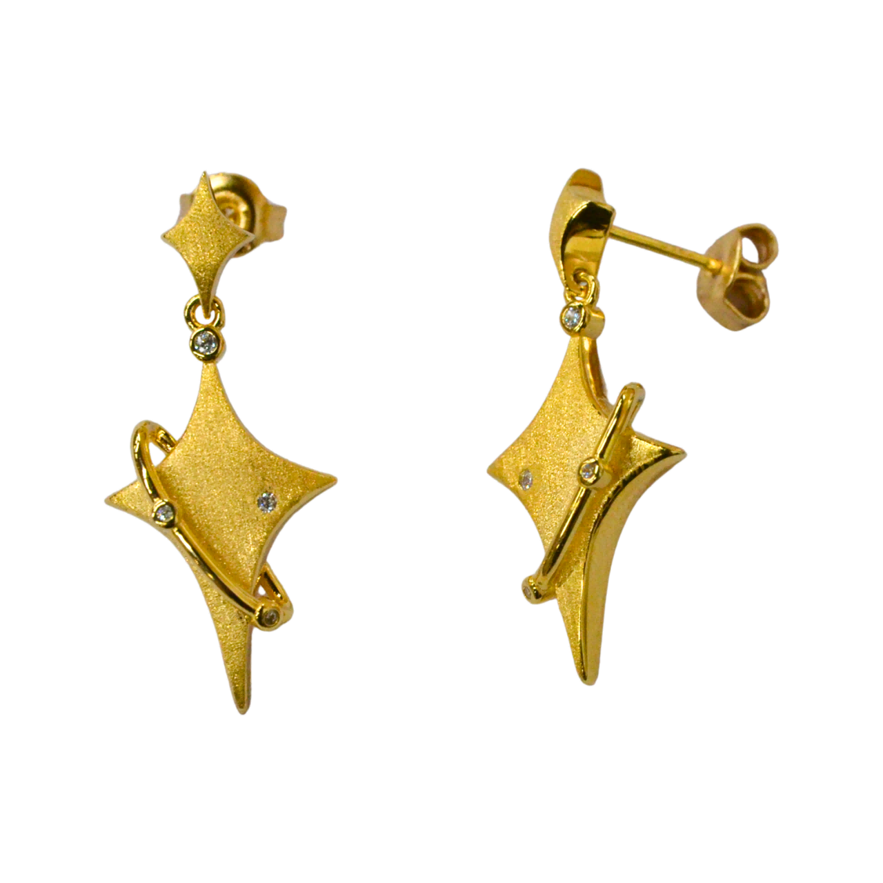 925 Italian Silver Earring Star Miscanthus sinensis universe wire-inlaid ear studs