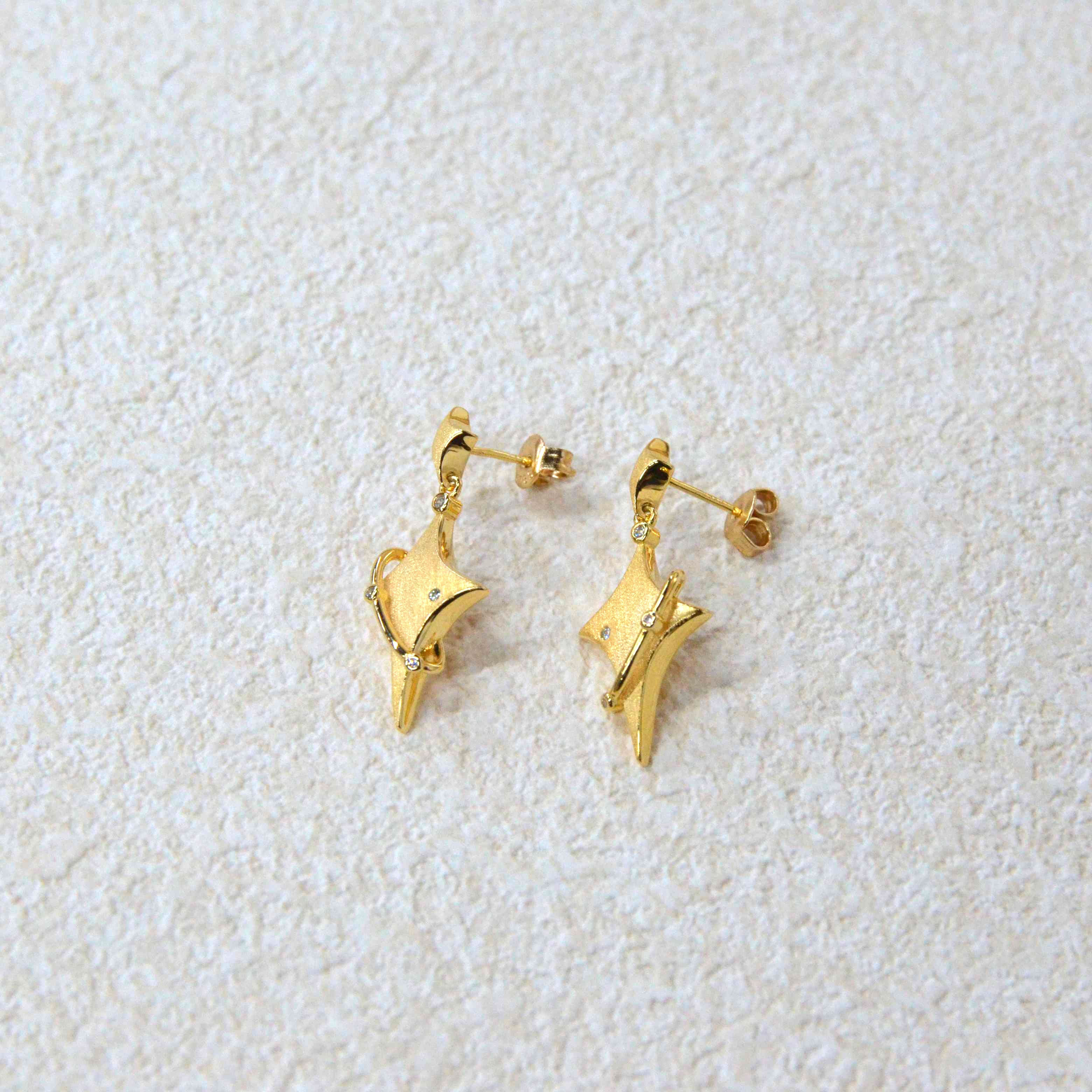 925 Italian Silver Earring Star Miscanthus sinensis universe wire-inlaid ear studs