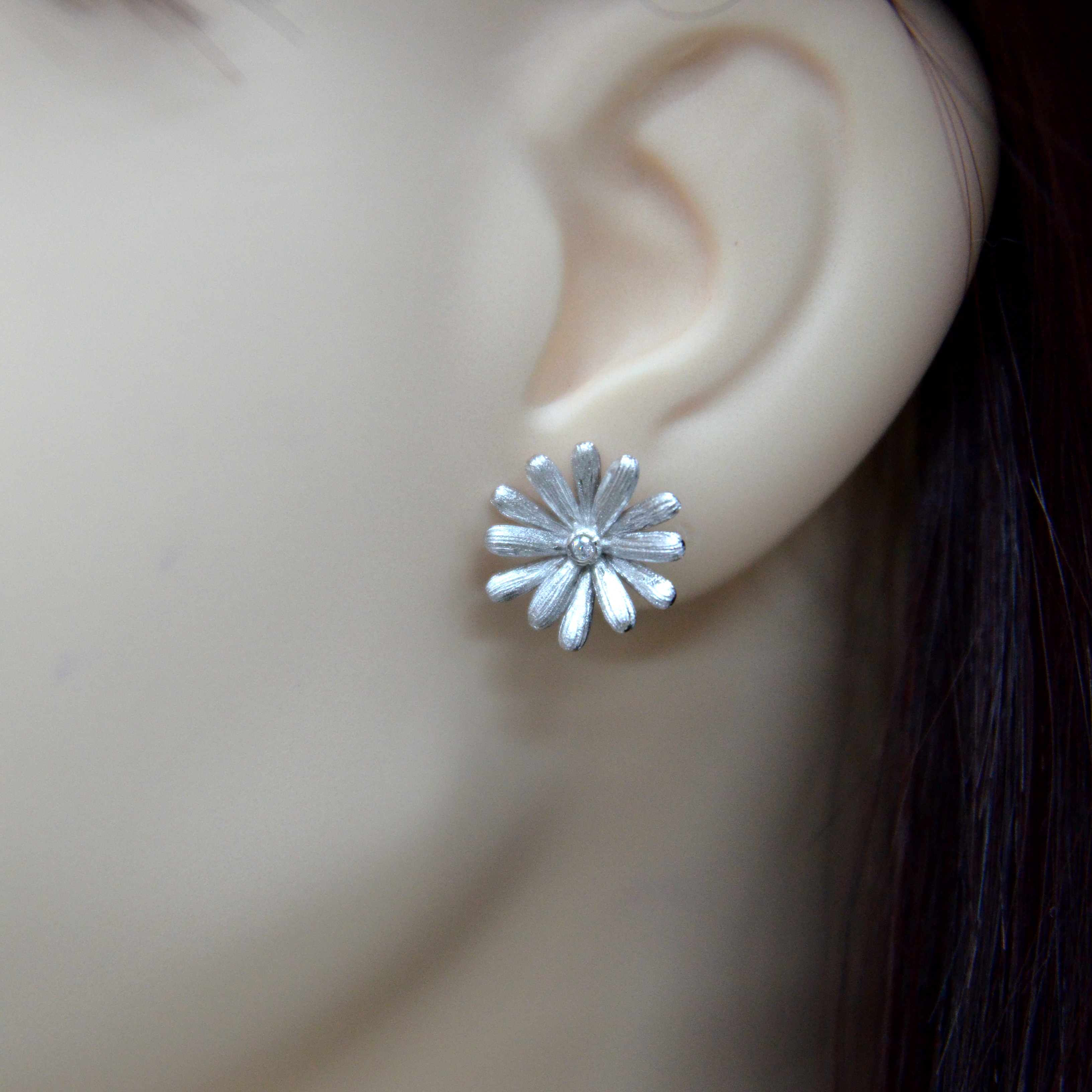 925 Italian Silver Earring Sunflower Filigree Inlaid Earrings