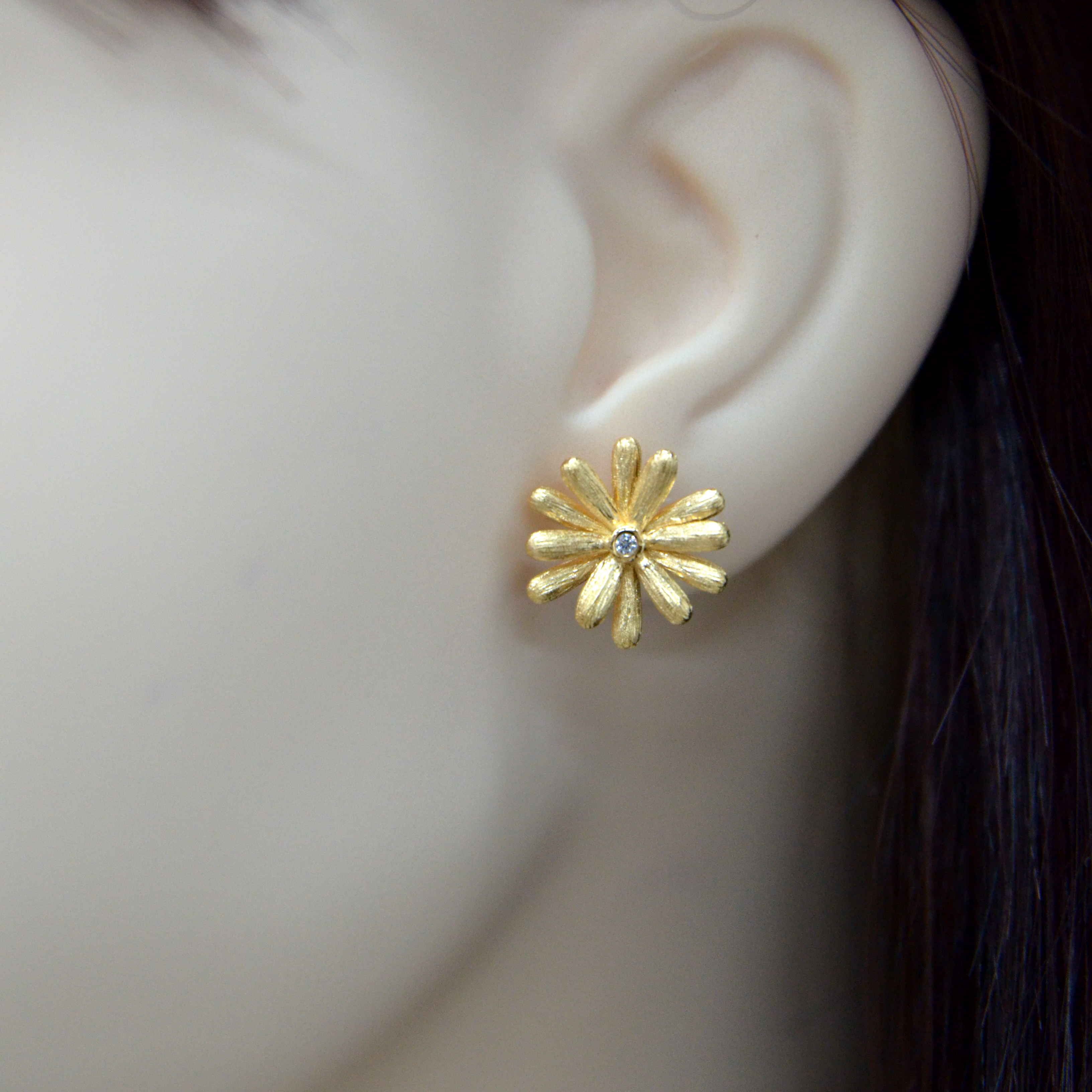 925 Italian Silver Earring Sunflower Filigree Inlaid Earrings