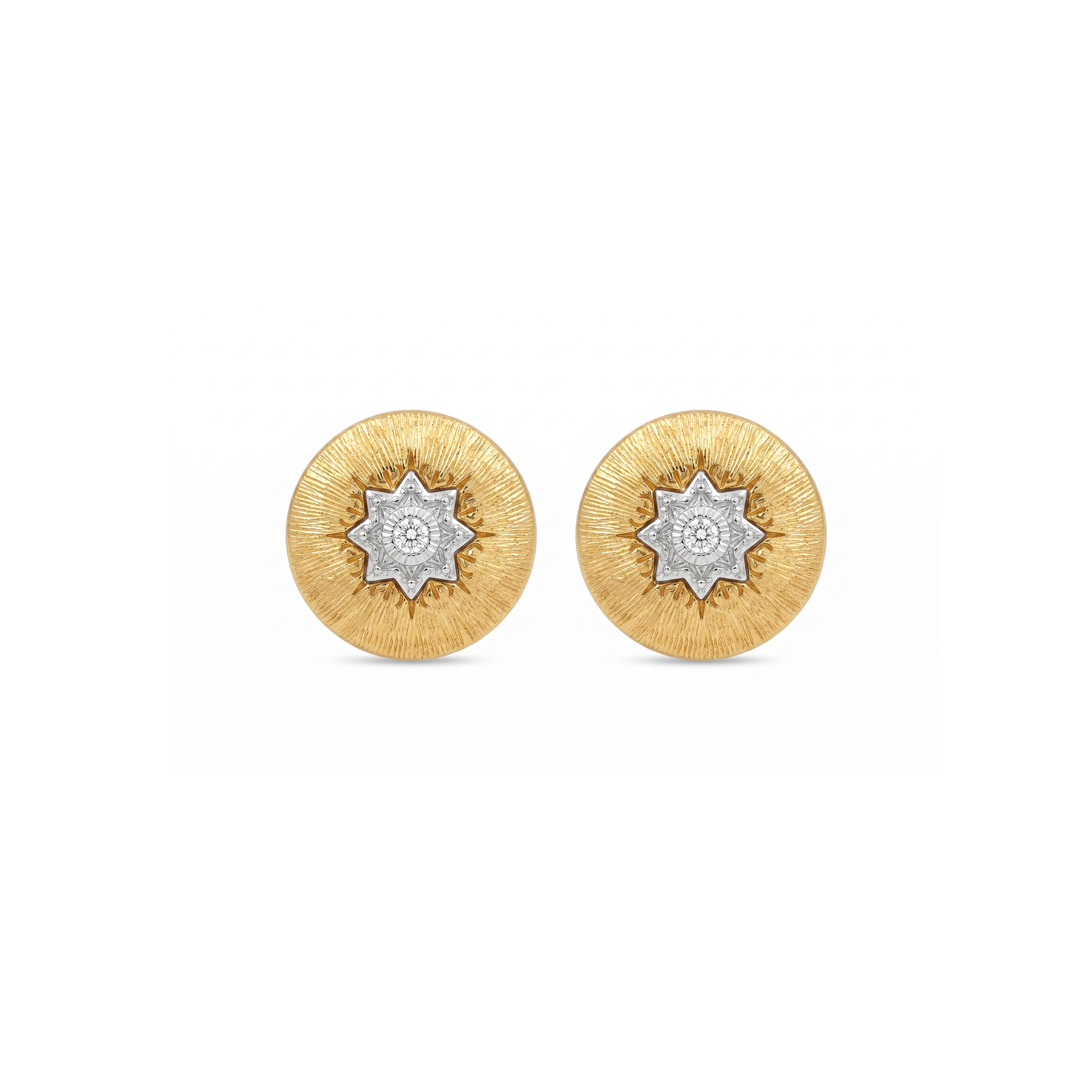 925 Silver Plated 18K Gold Italian Crafted Solara Starburst Stud Earrings