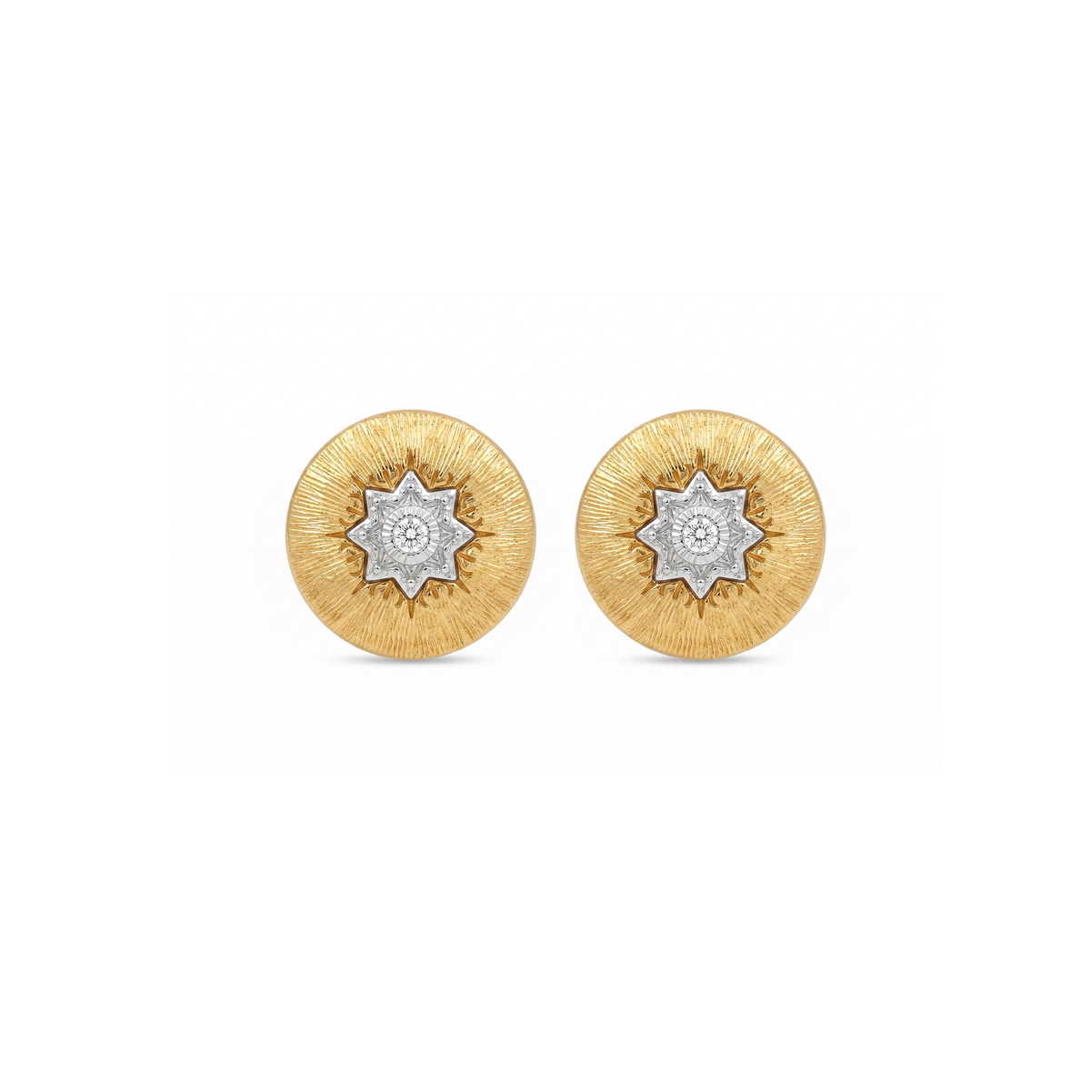 925 Silver Plated 18K Gold Italian Crafted Solara Starburst Stud Earrings