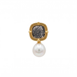 925 Silver Plated 18K Gold Italian Athena Pearl Coin Stud Earrings